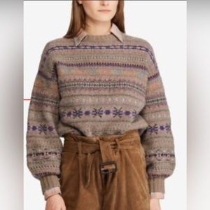 Polo Ralph Lauren Sweater Fair Isle Cashmere Purple RRL Preppy Multi.